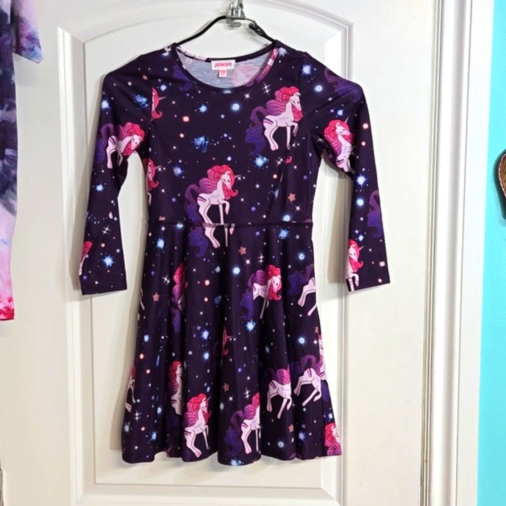 JESKIDS Unicorn Printed 6/7 Girls Long Sleeve Dress